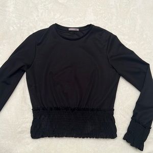 Zara black long sleeve, with ruched waistline and ruched wrists